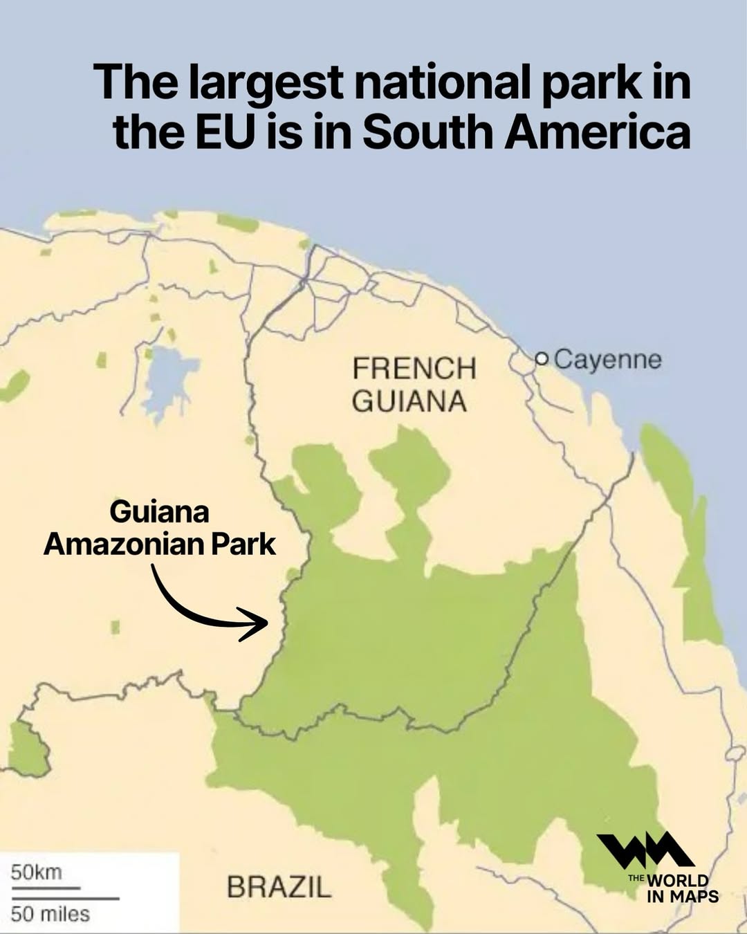 Did you know that the largest national park in the European Union isn’t in Europe at all The Gui