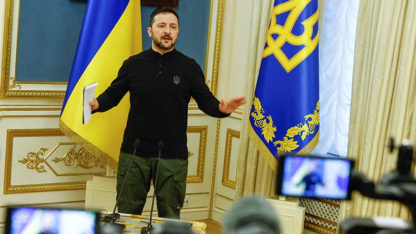 Ukraine's President Zelenskiy holds a press conference in Kyiv