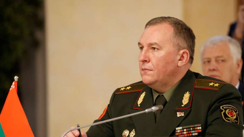 Belarusian Defence Minister Viktor Khrenin attends a meeting of the CSTO Defence Ministers' Council in Almaty