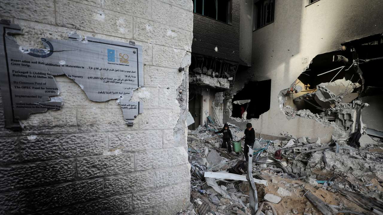 Aftermath of a two-week Israeli operation at Al Shifa Hospital and the area around it