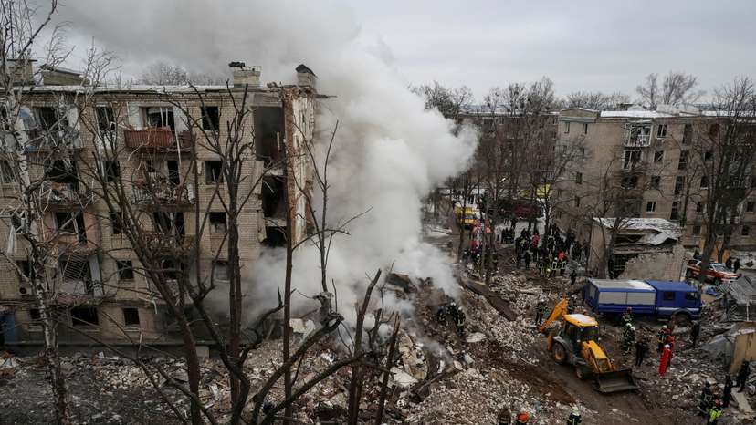 FILE PHOTO: Aftermath of a Russian missile attack in Kharkiv