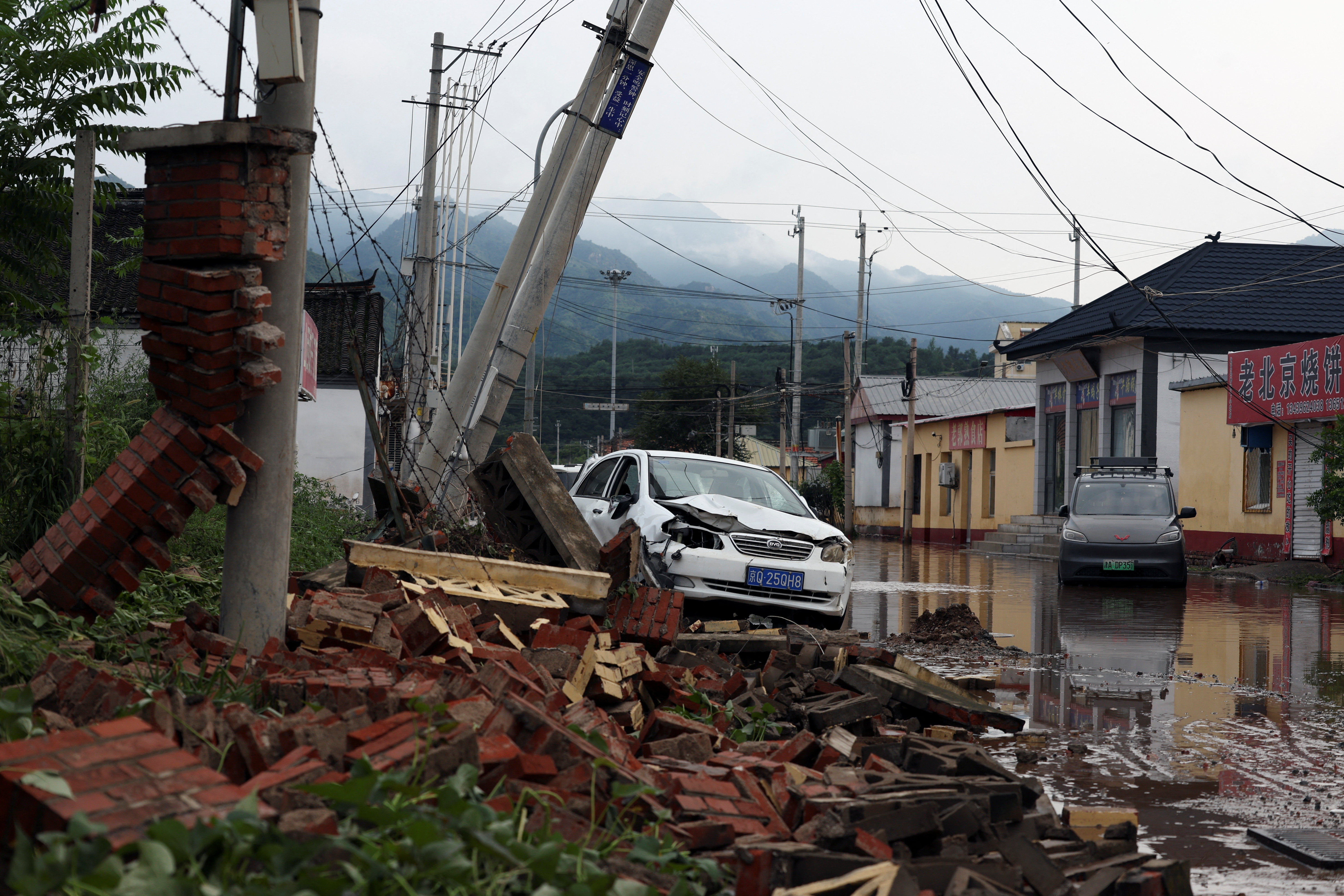Heavy rainfall aftermath in Miyun district of Beijing