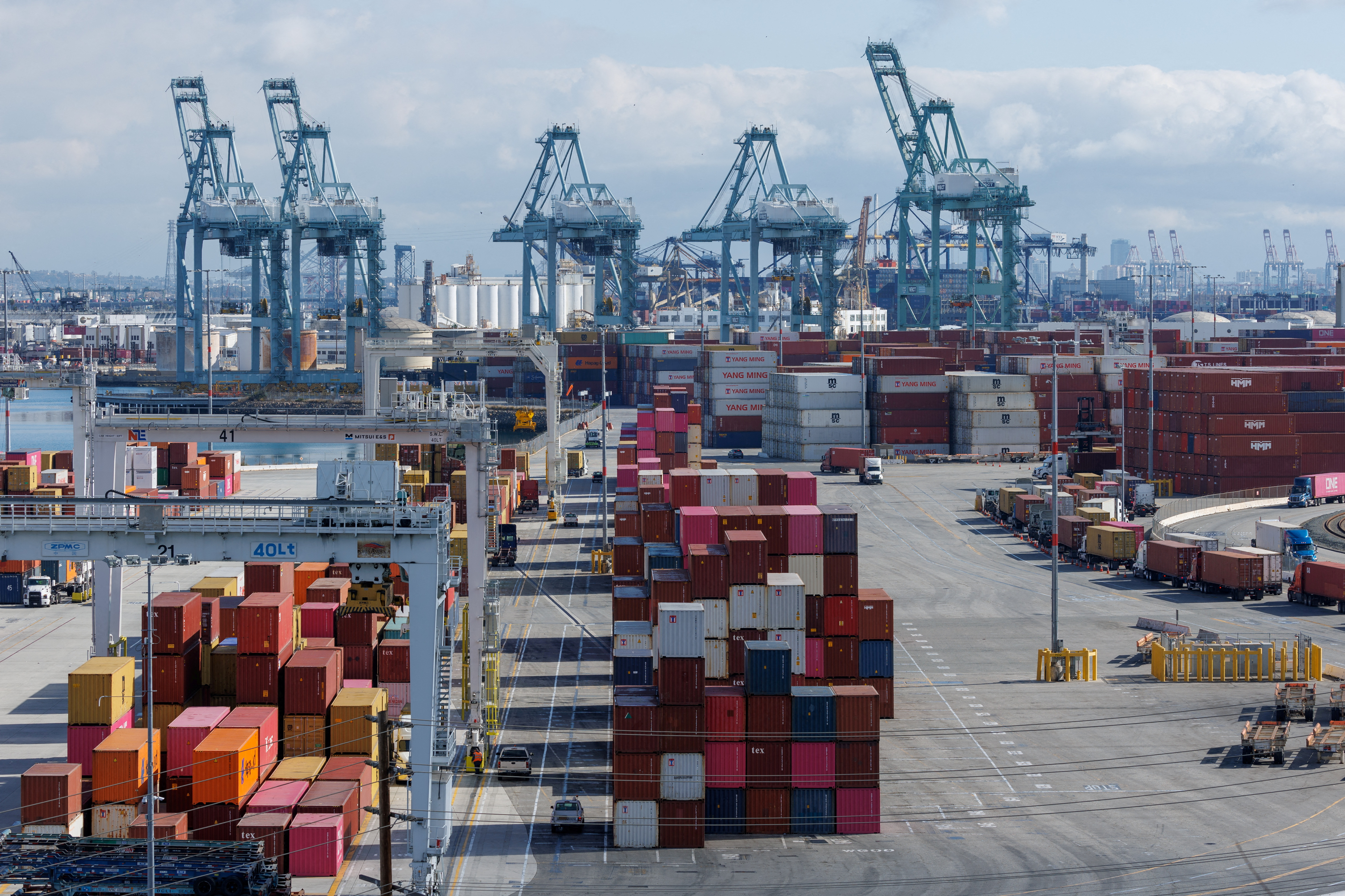 FILE PHOTO: Shipping containers from China at the Port of Los Angeles, in Wilmington