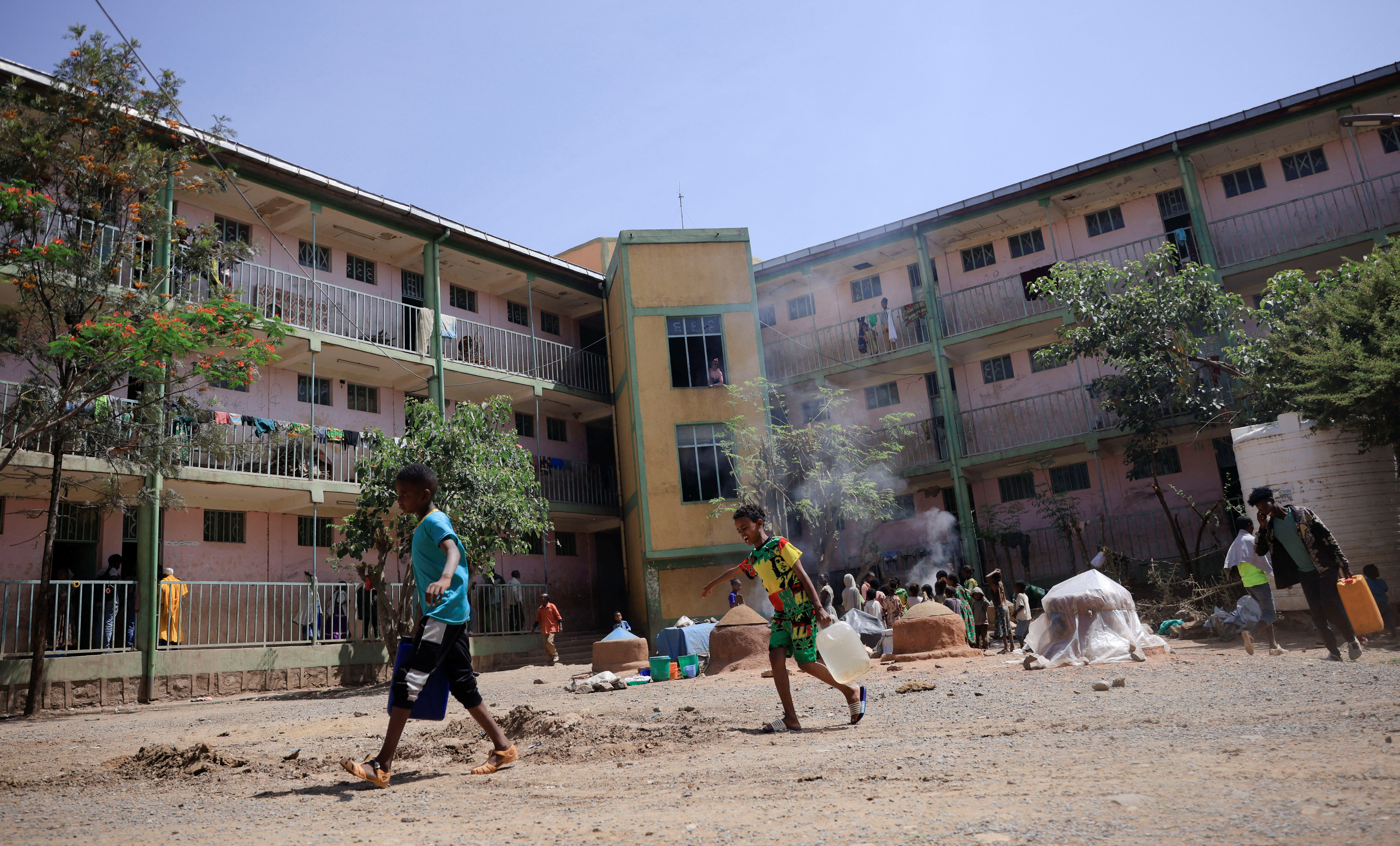 FILE PHOTO: A general view shows people displaced due to the fighting between  TPLF and ENDF at the Abi Adi camp for the Internally Displaced Person in Abi Adi town of Tigray Region