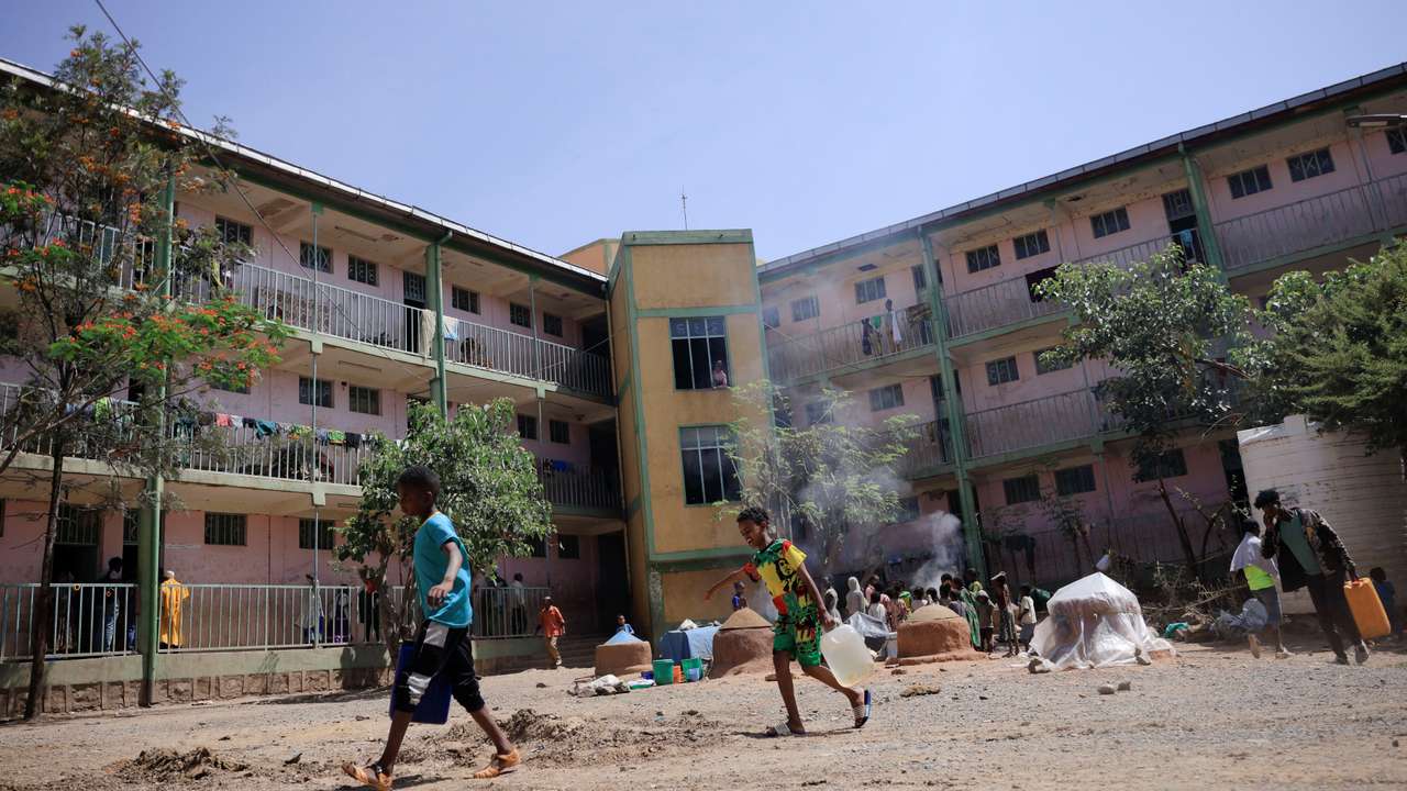 FILE PHOTO: A general view shows people displaced due to the fighting between TPLF and ENDF at the Abi Adi camp for the Internally Displaced Person in Abi Adi town of Tigray Region