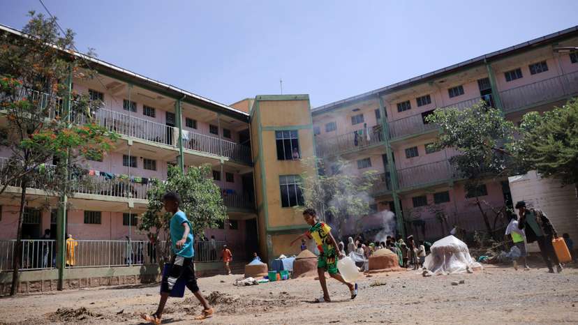 FILE PHOTO: A general view shows people displaced due to the fighting between TPLF and ENDF at the Abi Adi camp for the Internally Displaced Person in Abi Adi town of Tigray Region
