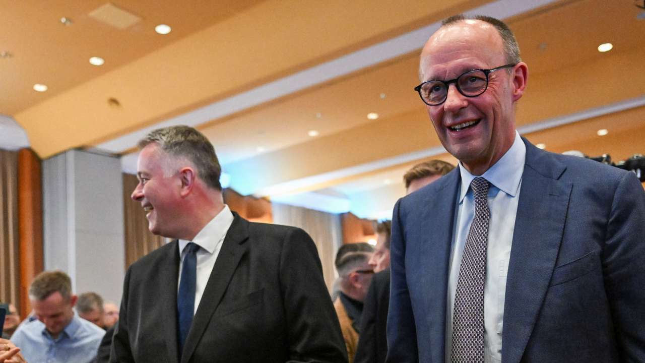 German Chancellor Friedrich Merz attends the final CDU rally ahead of Rhineland-Palatinate election