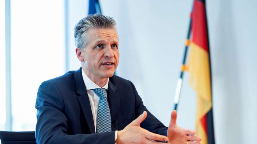 German Minister for Special Tasks and Head of the Federal Chancellery Frei attends an interview with Reuters, in Berlin