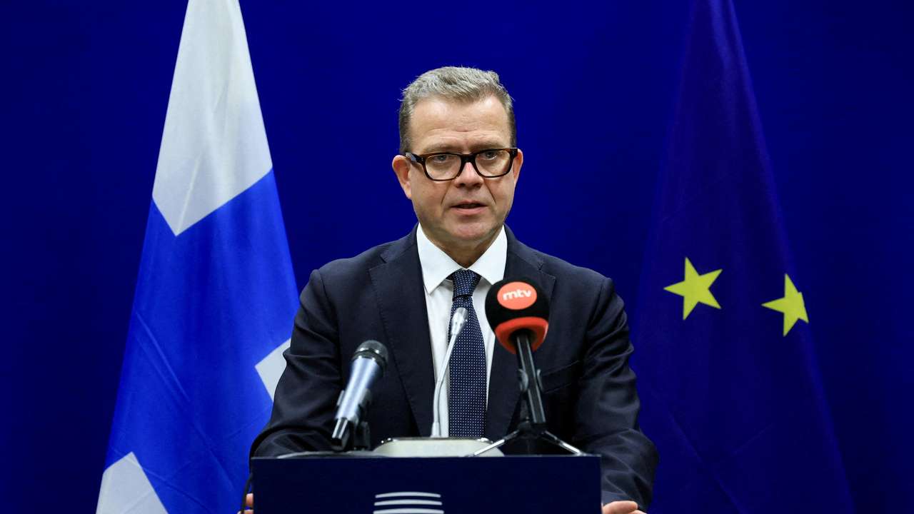 FILE PHOTO: Finland's Prime Minister Petteri Orpo at EU leaders' summit in Brussels