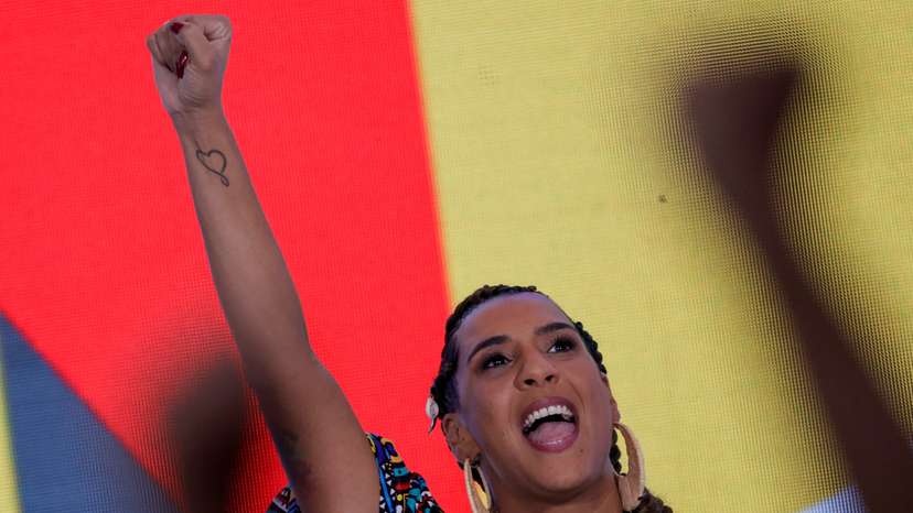 FILE PHOTO: Brazilian Minister of Racial Equality Anielle Franco gestures during an inauguration ceremony in Brasilia