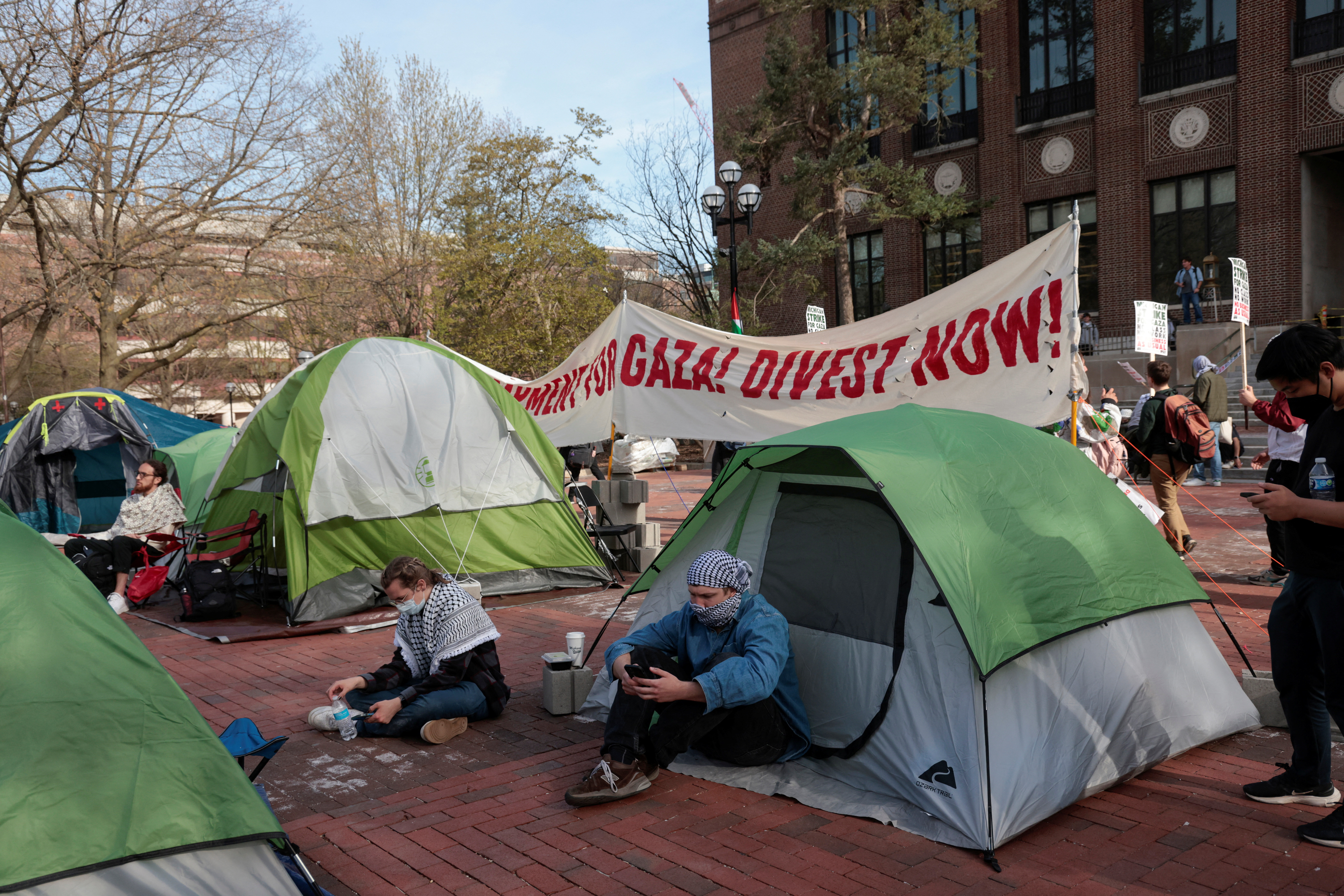College students protest on University of Michigan campus