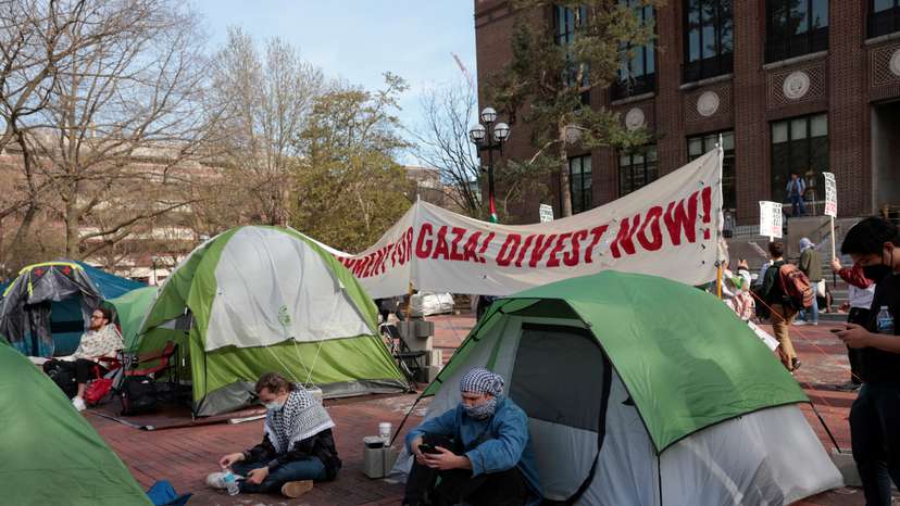 College students protest on University of Michigan campus