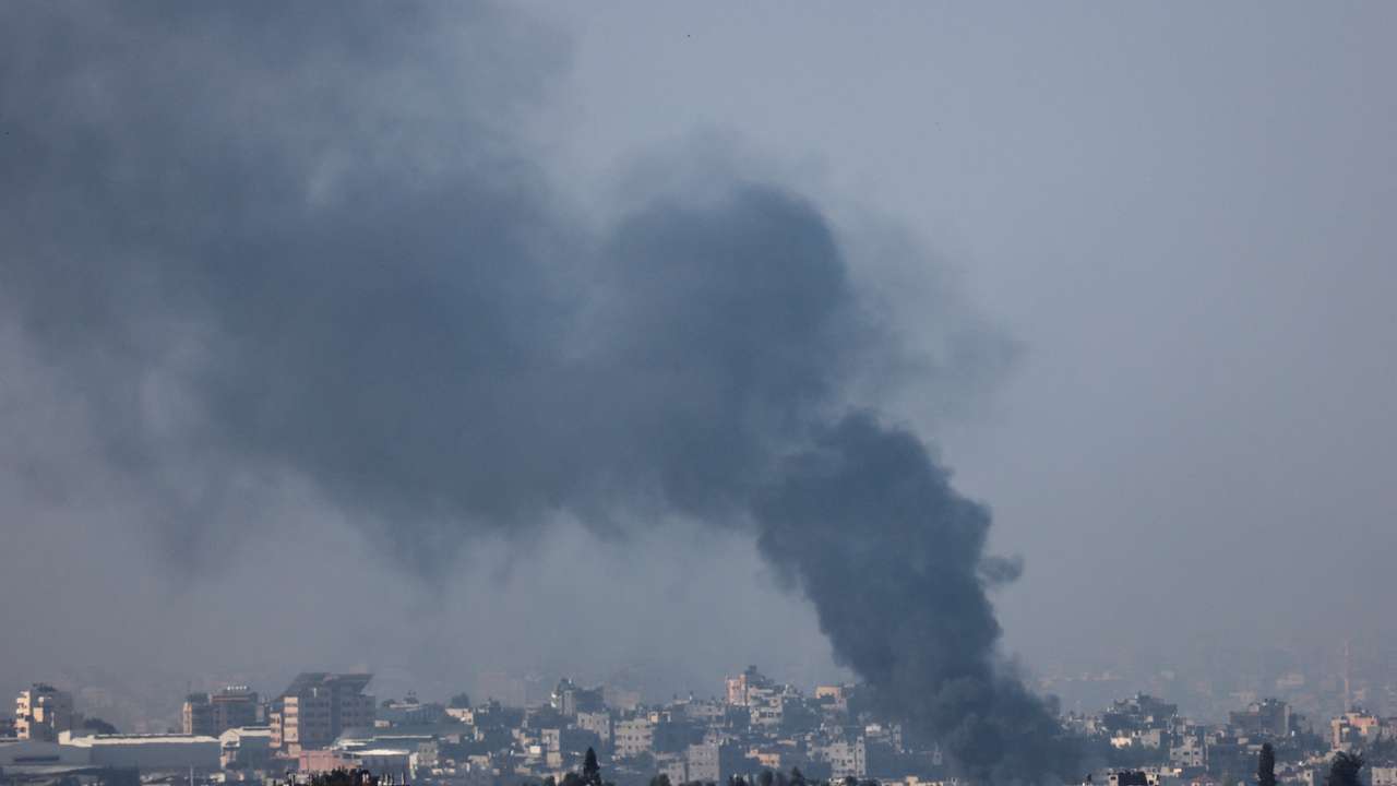 Smoke over Gaza as seen from Israel's border