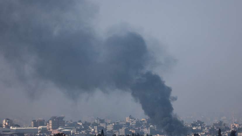Smoke over Gaza as seen from Israel's border