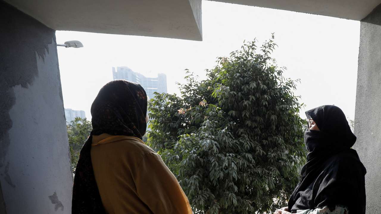 Women Afghan citizens, who are in the process for resettlement in the U.S., pose during an interview with Reuters on the outskirts of Islamabad