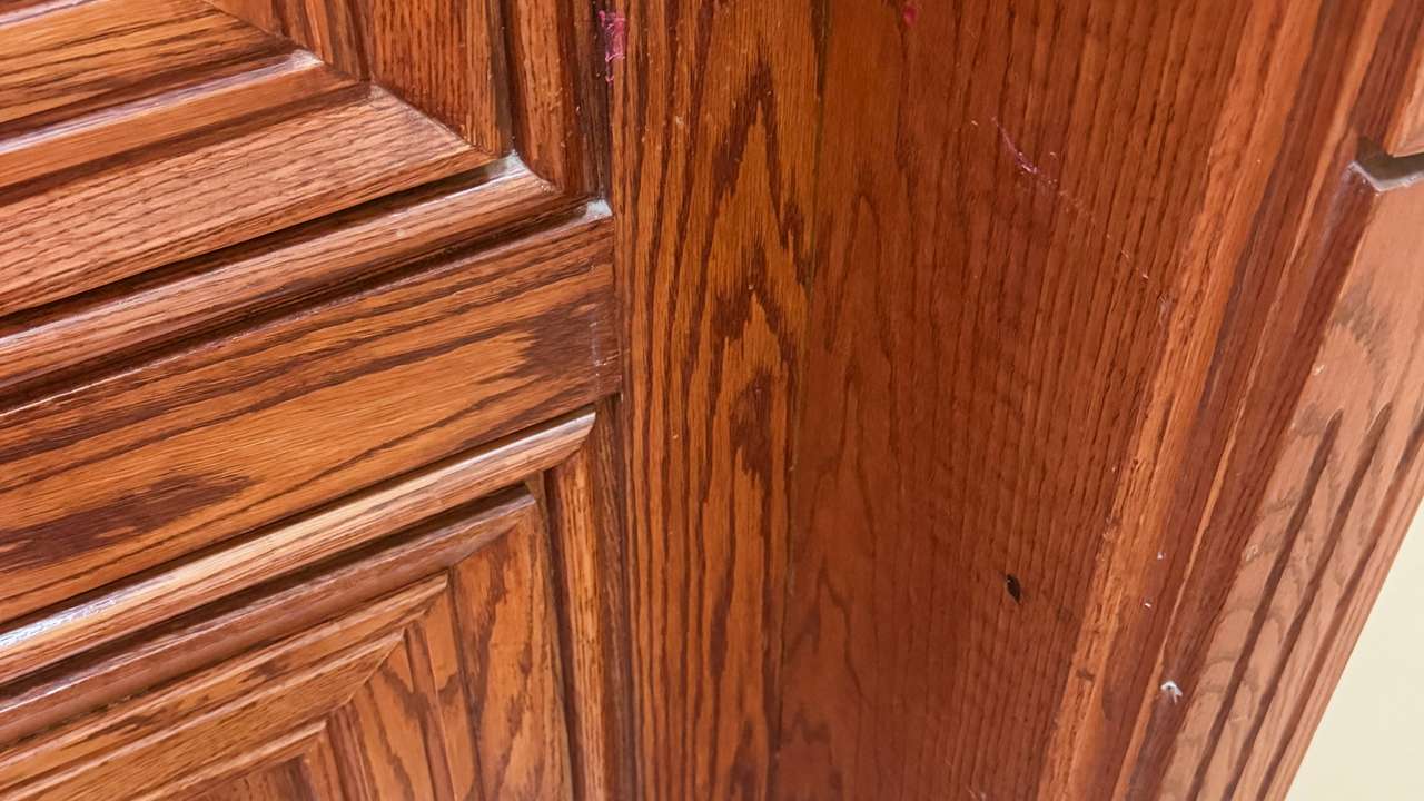 Red wax on the door of an apartment used as an office by Jamal al-Sharaa, brother of Syrian President Ahmed al-Sharaa, in Damascus