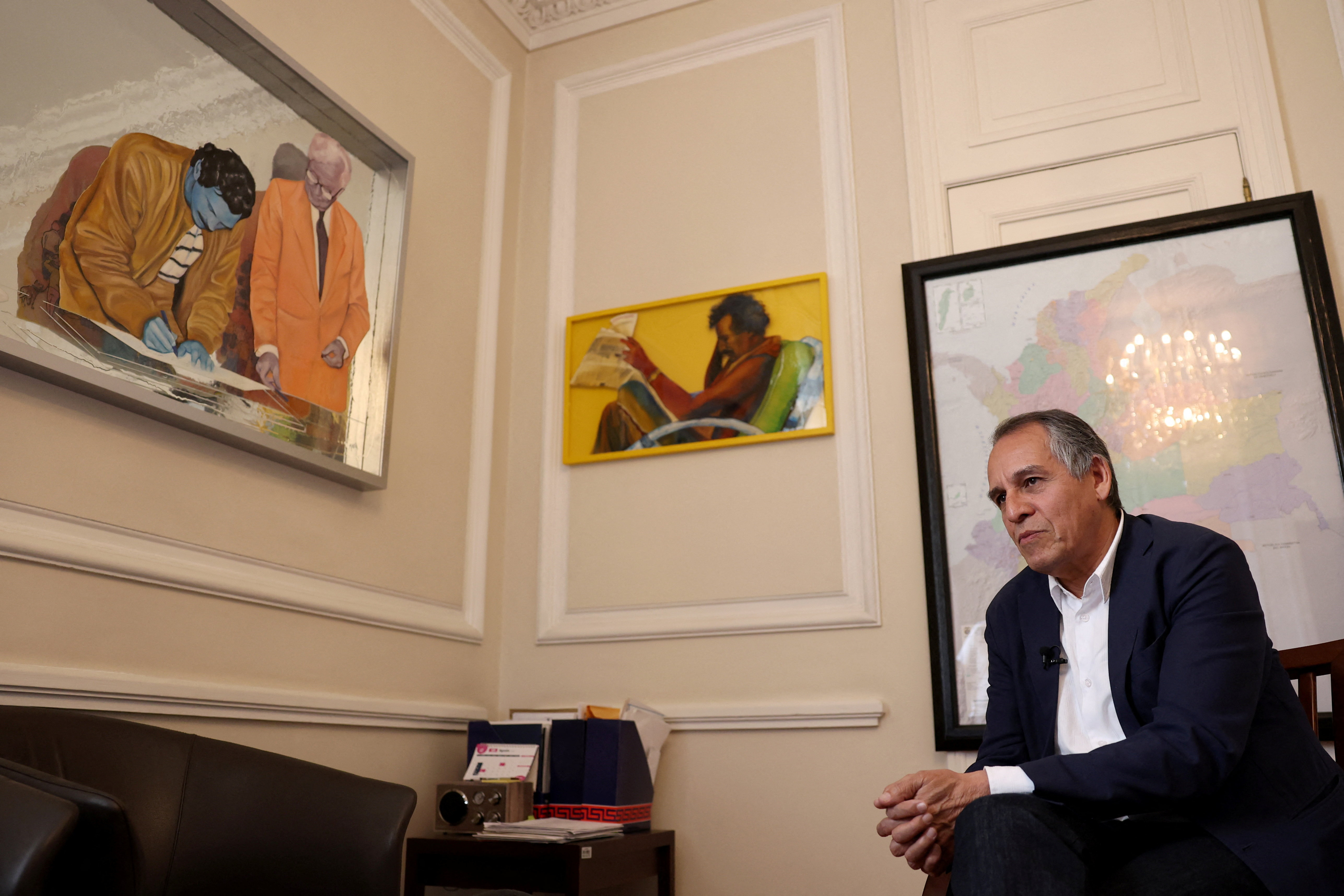 Colombia's chief negotiator with the Gaitanist Army of Colombia (EGC), Alvaro Jimenez, attends an interview with Reuters in Bogota