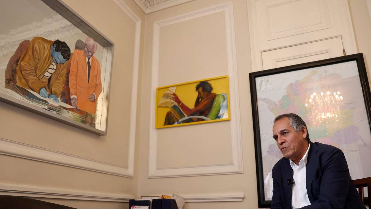 Colombia's chief negotiator with the Gaitanist Army of Colombia (EGC), Alvaro Jimenez, attends an interview with Reuters in Bogota