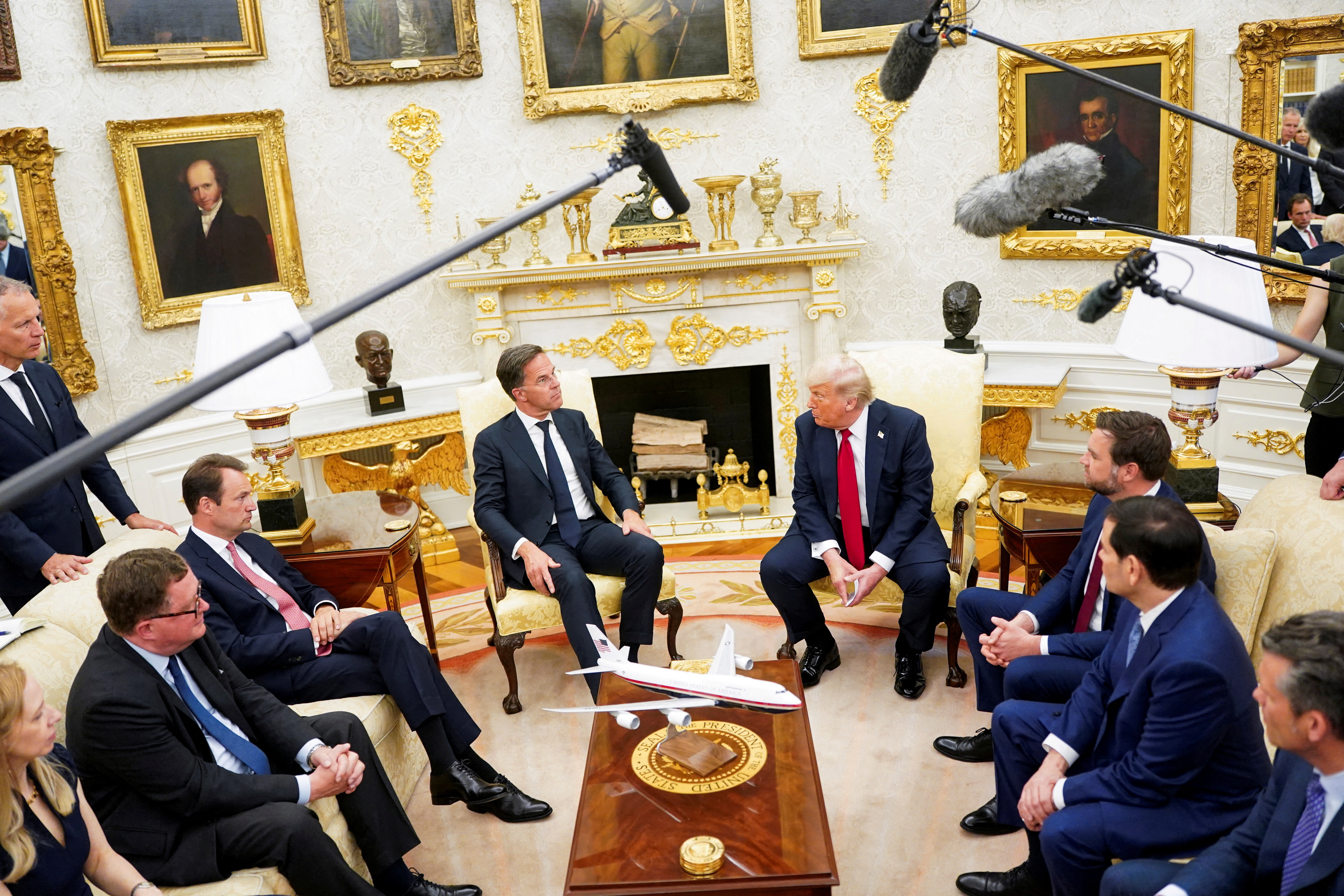 U.S. President Donald Trump meets with NATO Secretary General Mark Rutte at the White House in Washington, D.C.