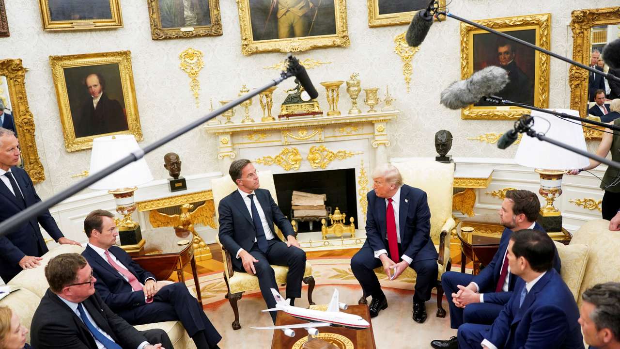 U.S. President Donald Trump meets with NATO Secretary General Mark Rutte at the White House in Washington, D.C.