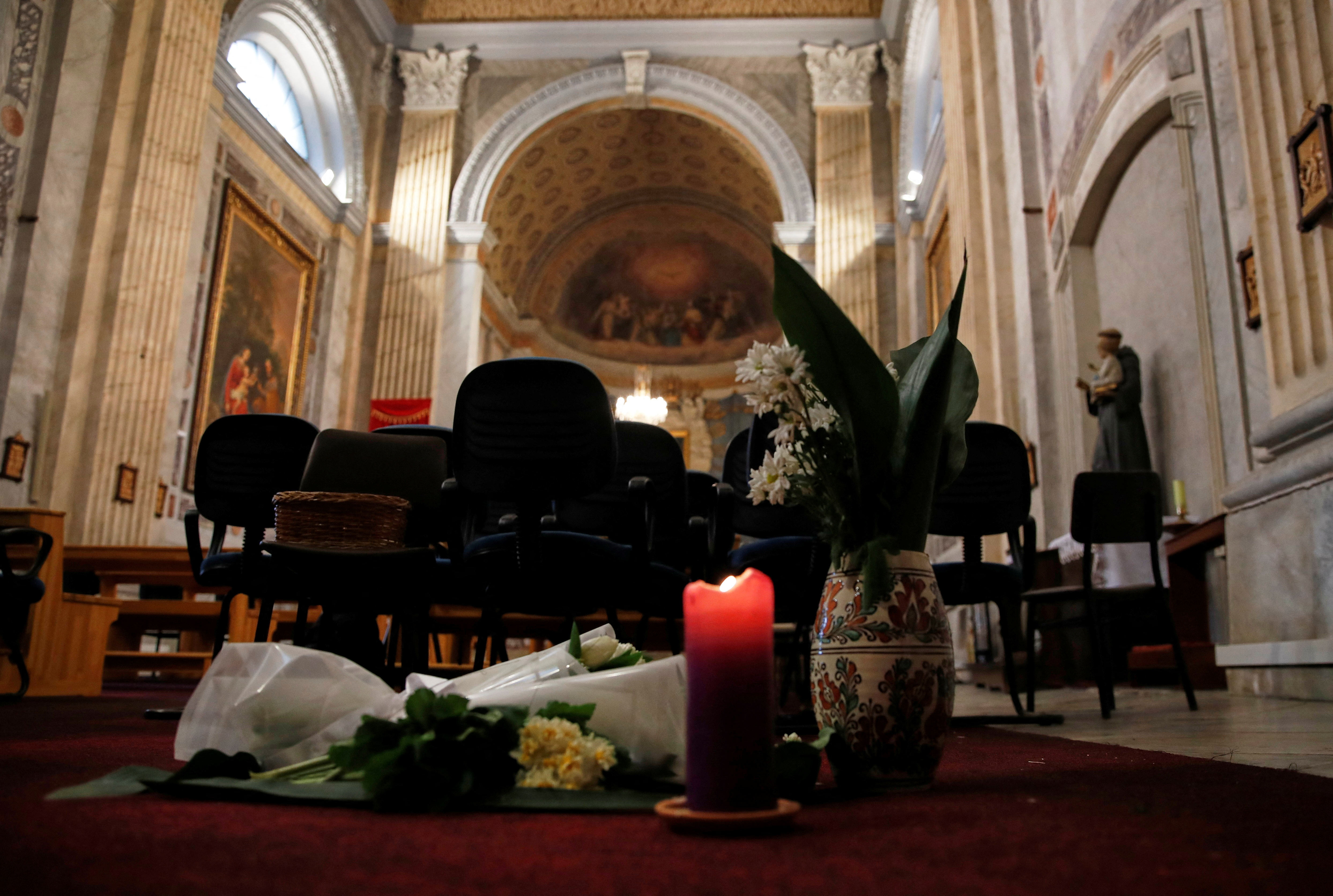 Aftermath of attack at Italian Santa Maria Catholic Church in Istanbul