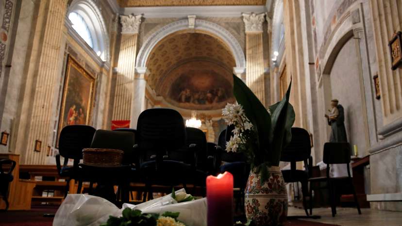Aftermath of attack at Italian Santa Maria Catholic Church in Istanbul