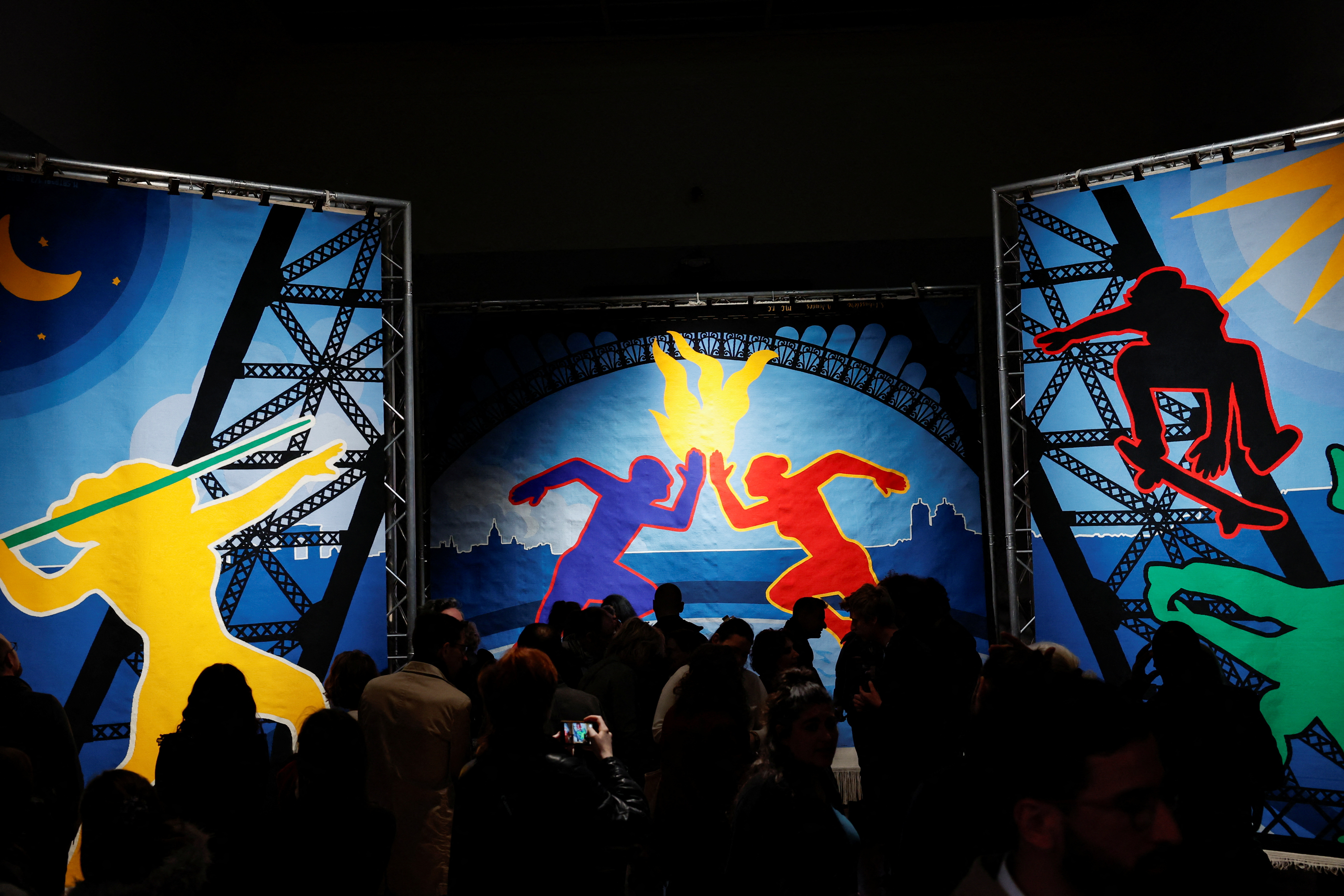 Unveiling of the Olympic tapestry by french-Iranian artist Marjane Satrapi, in Paris