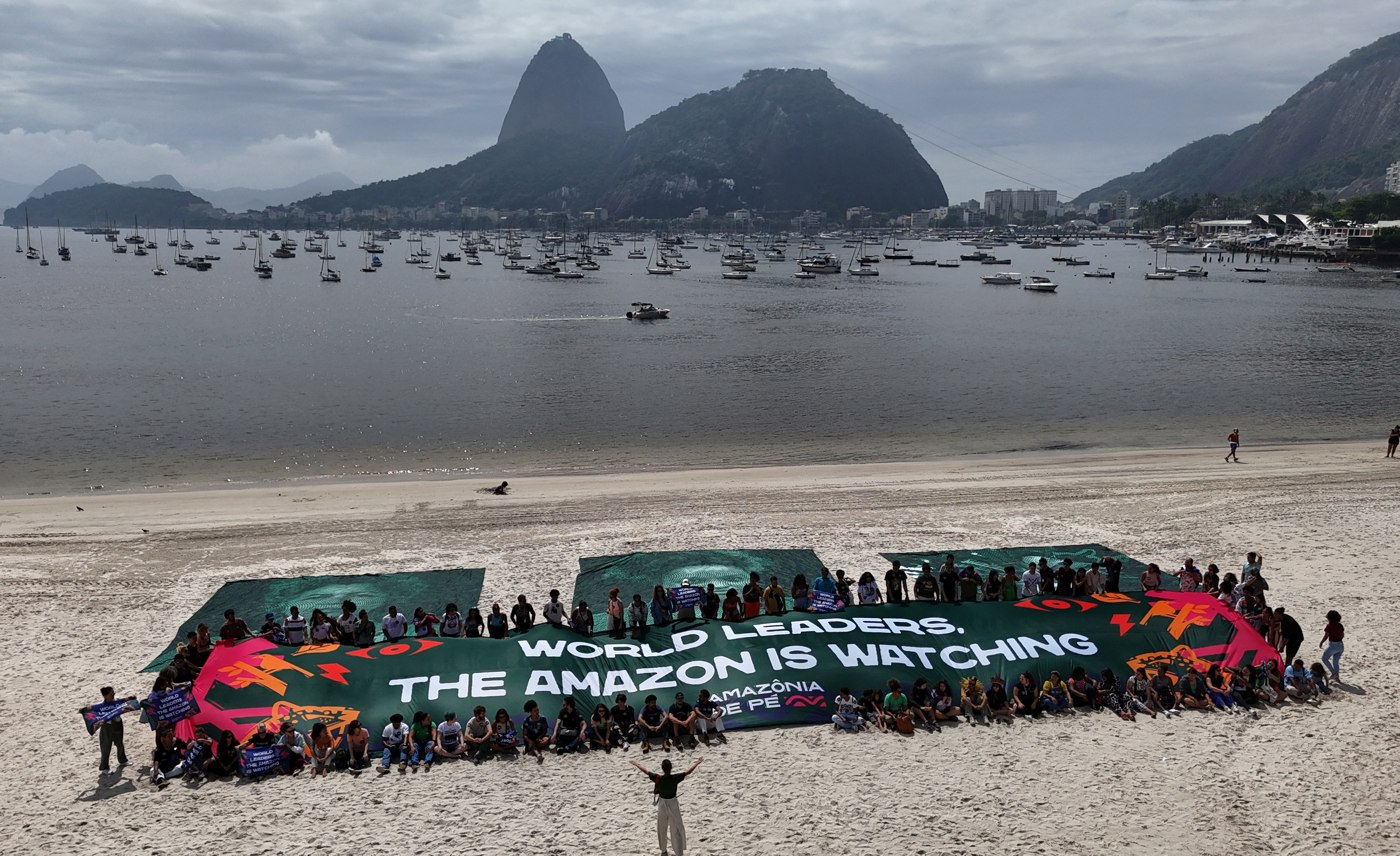 Activists of "Amazonia de Pe"organization during a demonstration in Rio de Janeiro