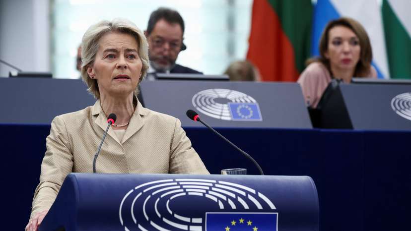 Hungary's Orban addresses European Parliament, in Strasbourg