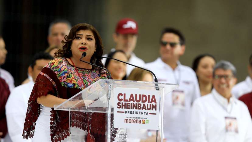 Mexico City mayoral candidate of the ruling MORENA party Clara Brugada attends a campaign rally in Mexico City