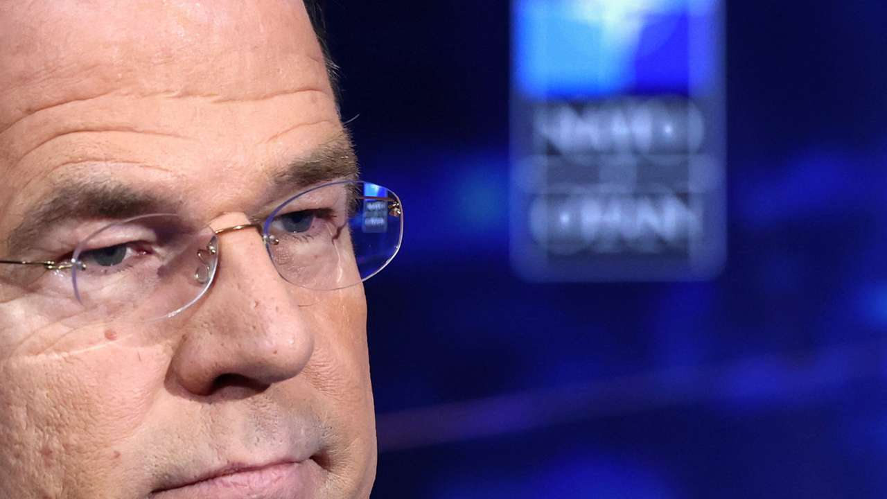 NATO Secretary General Mark Rutte reacts during a one-on-one interview with Reuters on the Iran crisis and Ukraine war in Brussels