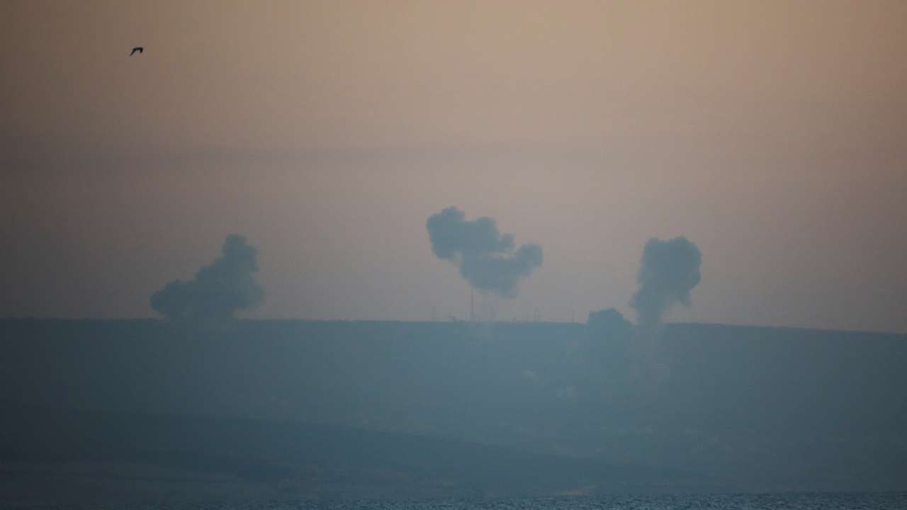 Smoke rises in Lebanon, as seen from Tyre