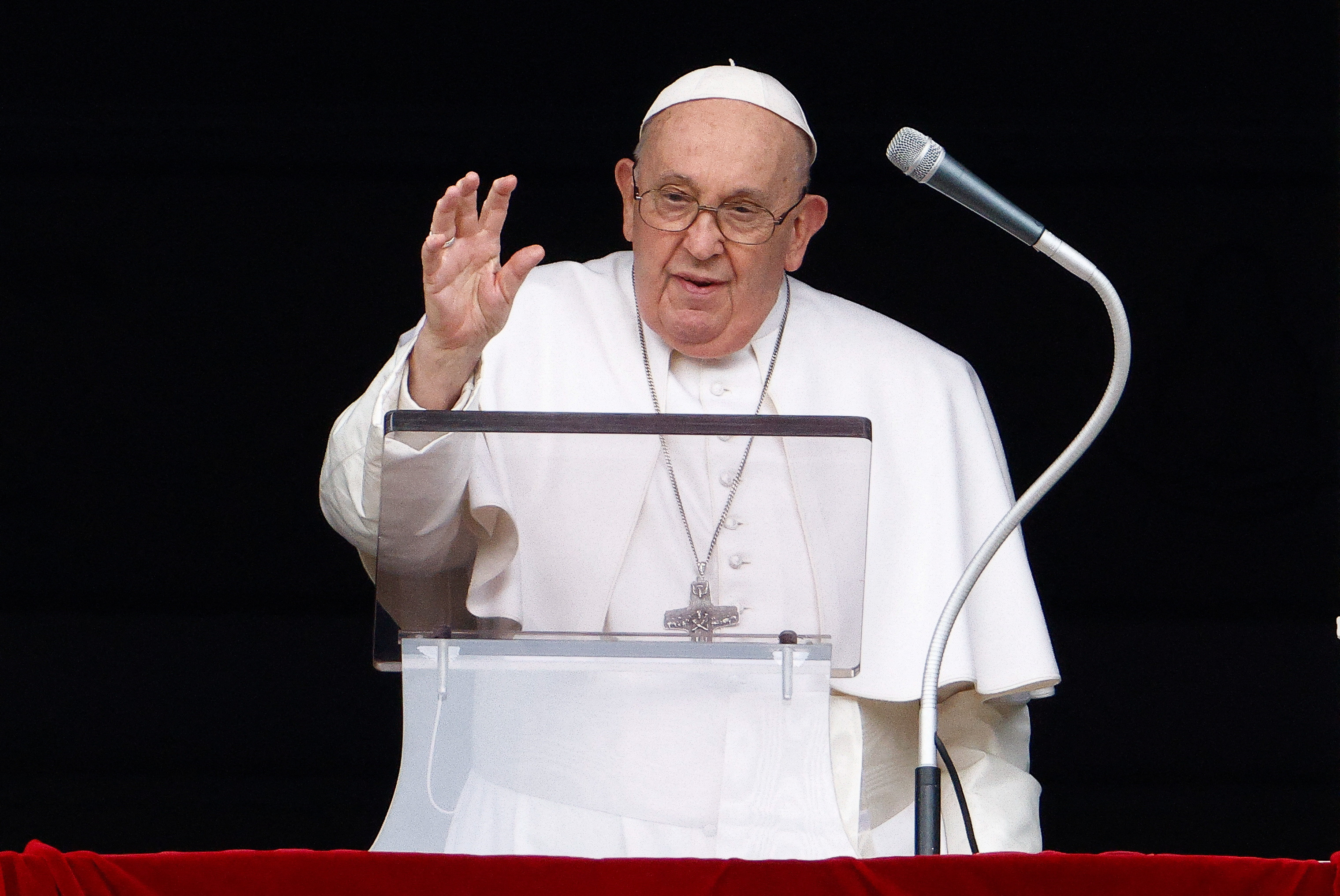 Pope Francis leads the Angelus prayer at the Vatican