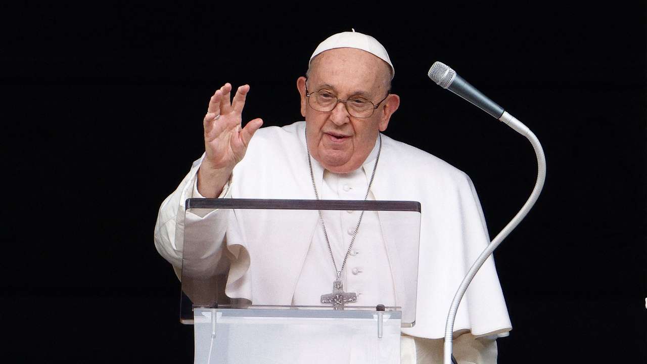 Pope Francis leads the Angelus prayer at the Vatican