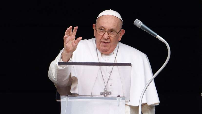 Pope Francis leads the Angelus prayer at the Vatican