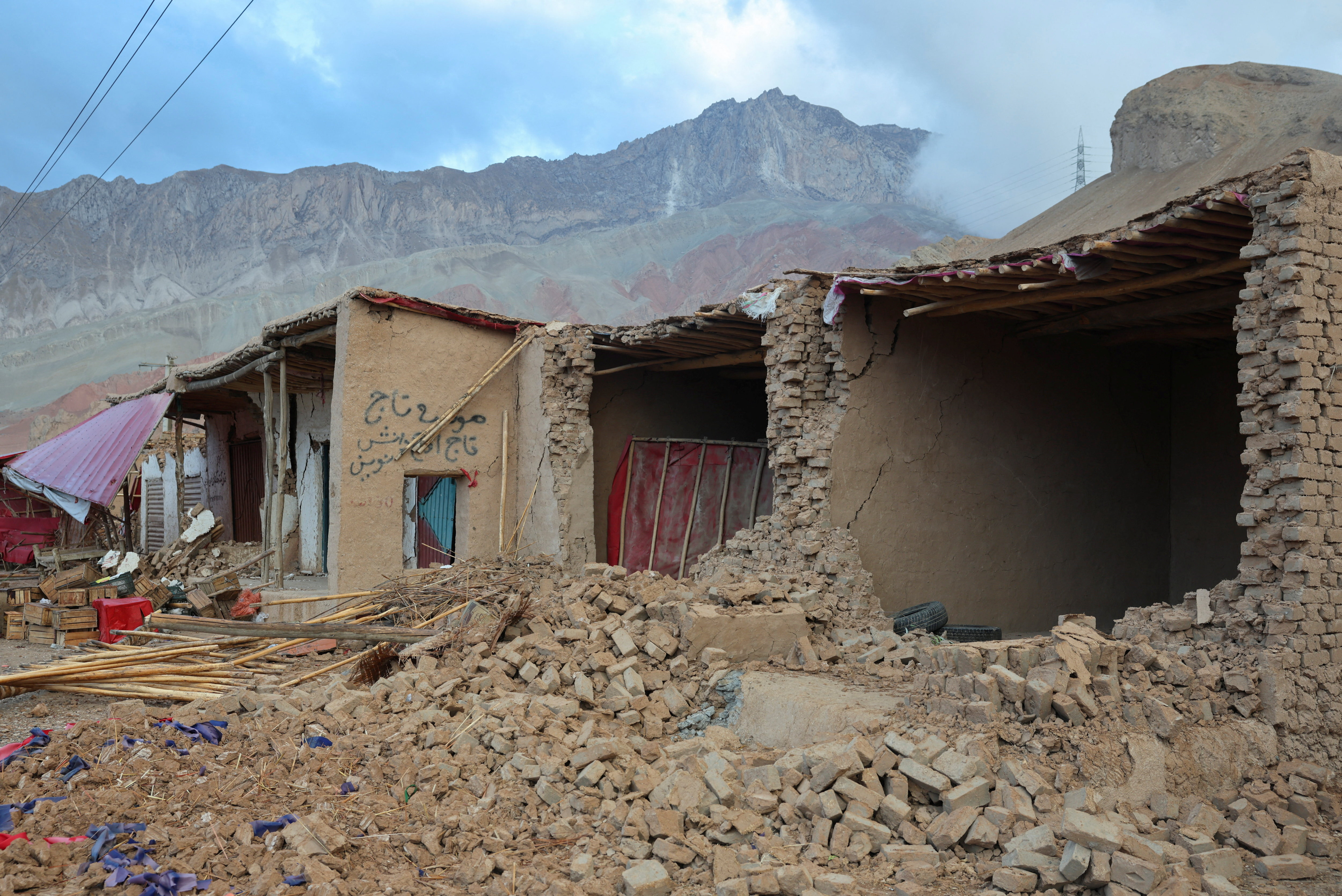 Aftermath of an earthquake, in Samangan province