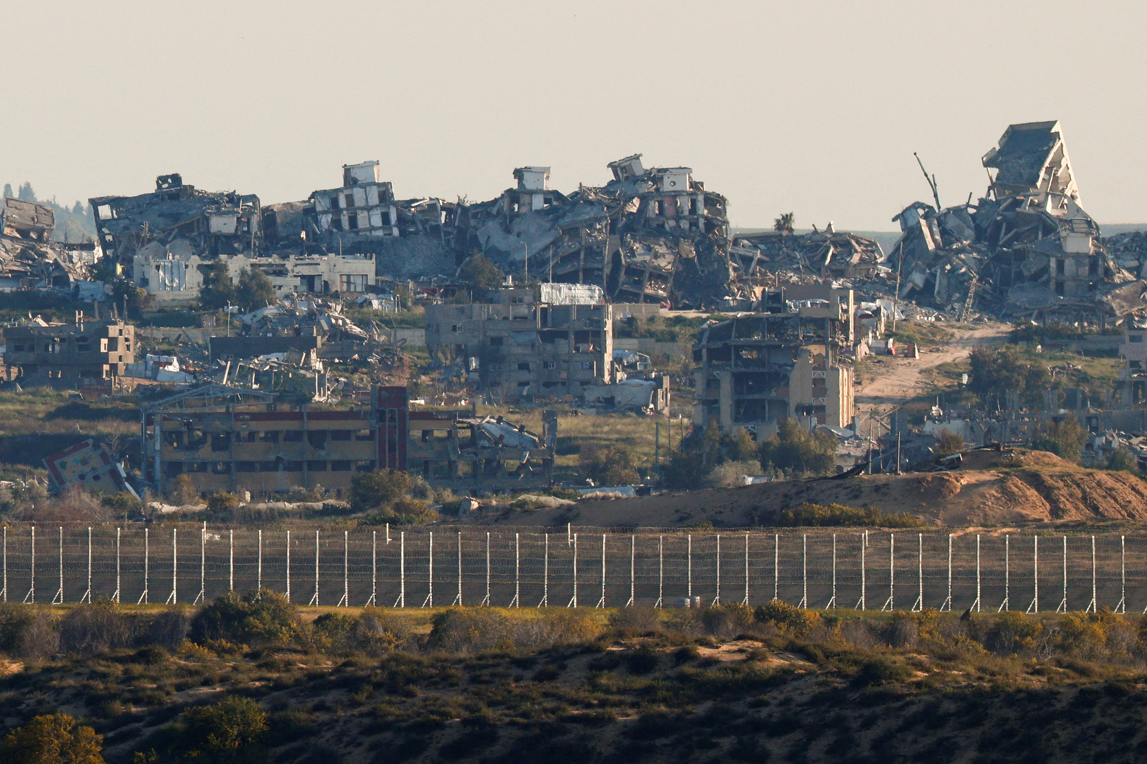 FILE PHOTO: General view of destroyed buildings in North Gaza, as seen from the Israel-Gaza border