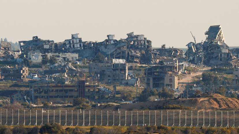 FILE PHOTO: General view of destroyed buildings in North Gaza, as seen from the Israel-Gaza border