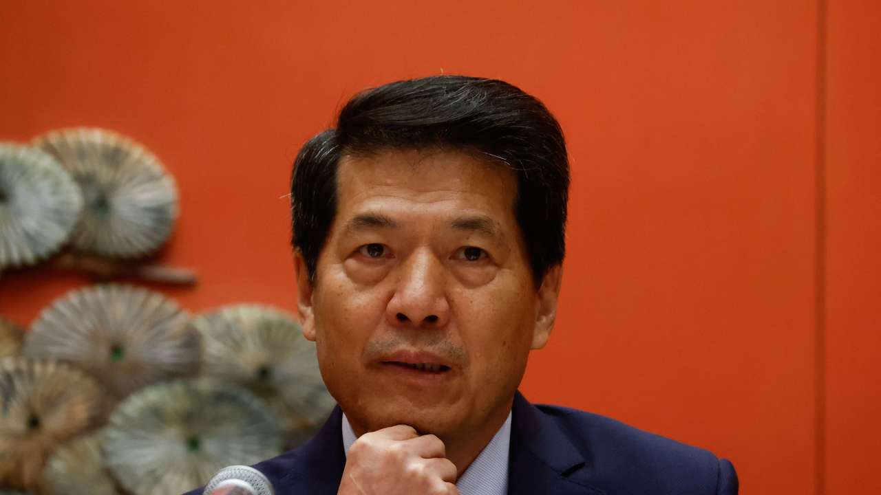 China's Eurasian affairs envoy Li Hui gives a press briefing in Beijing