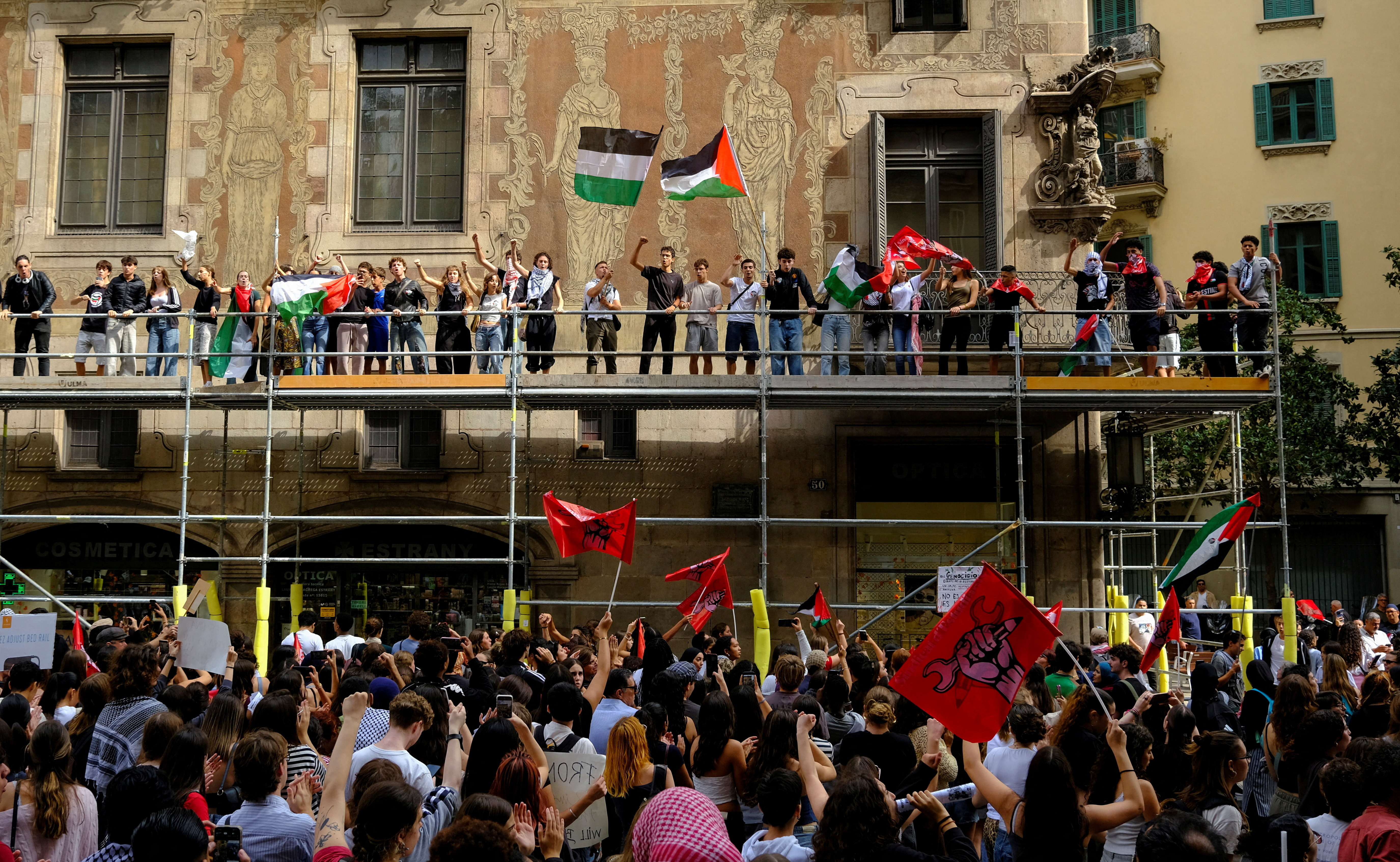 Students protest in support of Gaza aid flotilla in Barcelona
