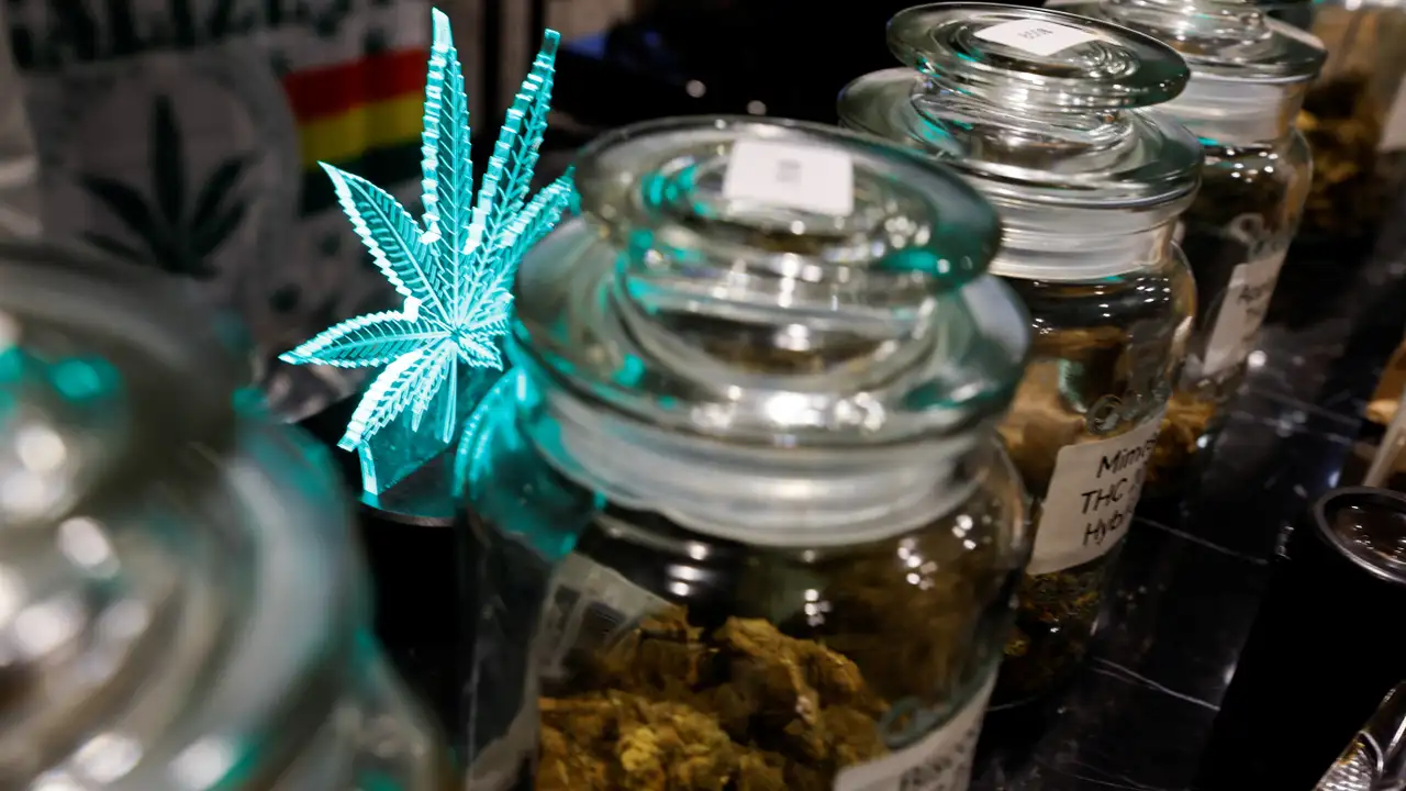 Jars containing marijuana at a cannabis shop in Bangkok, November 17, 2022. REUTERS/Jorge Silva/File Photo