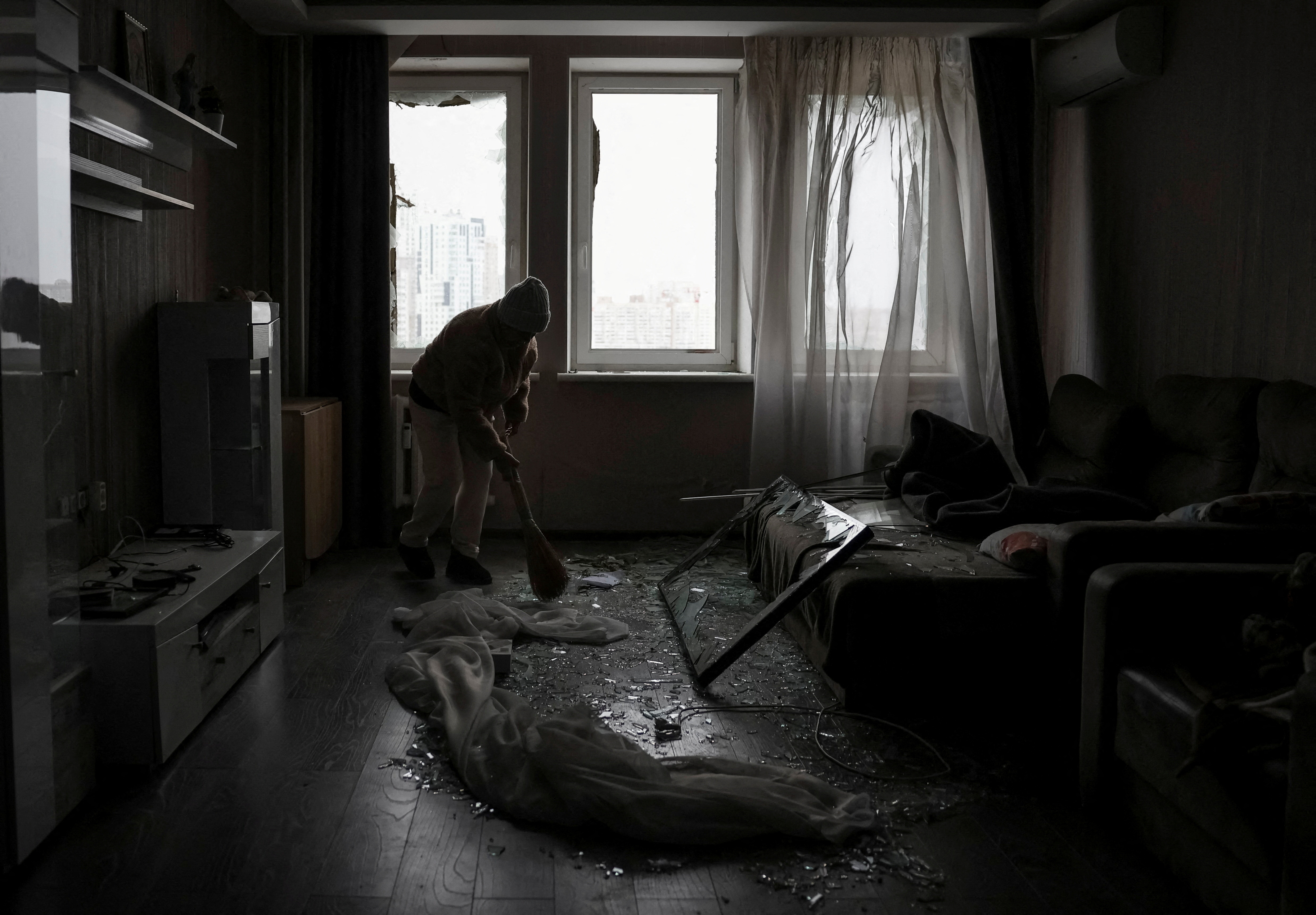 FILE PHOTO: Russian missile and drone strike in Kyiv