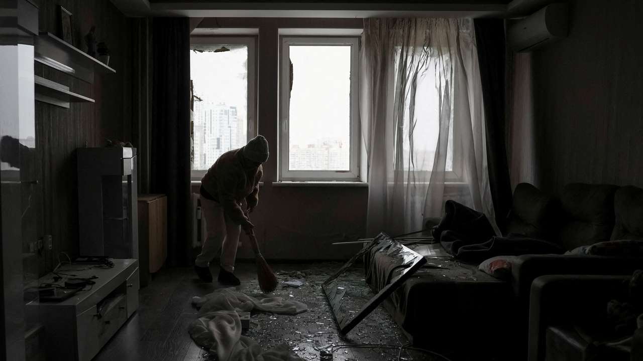 FILE PHOTO: Russian missile and drone strike in Kyiv