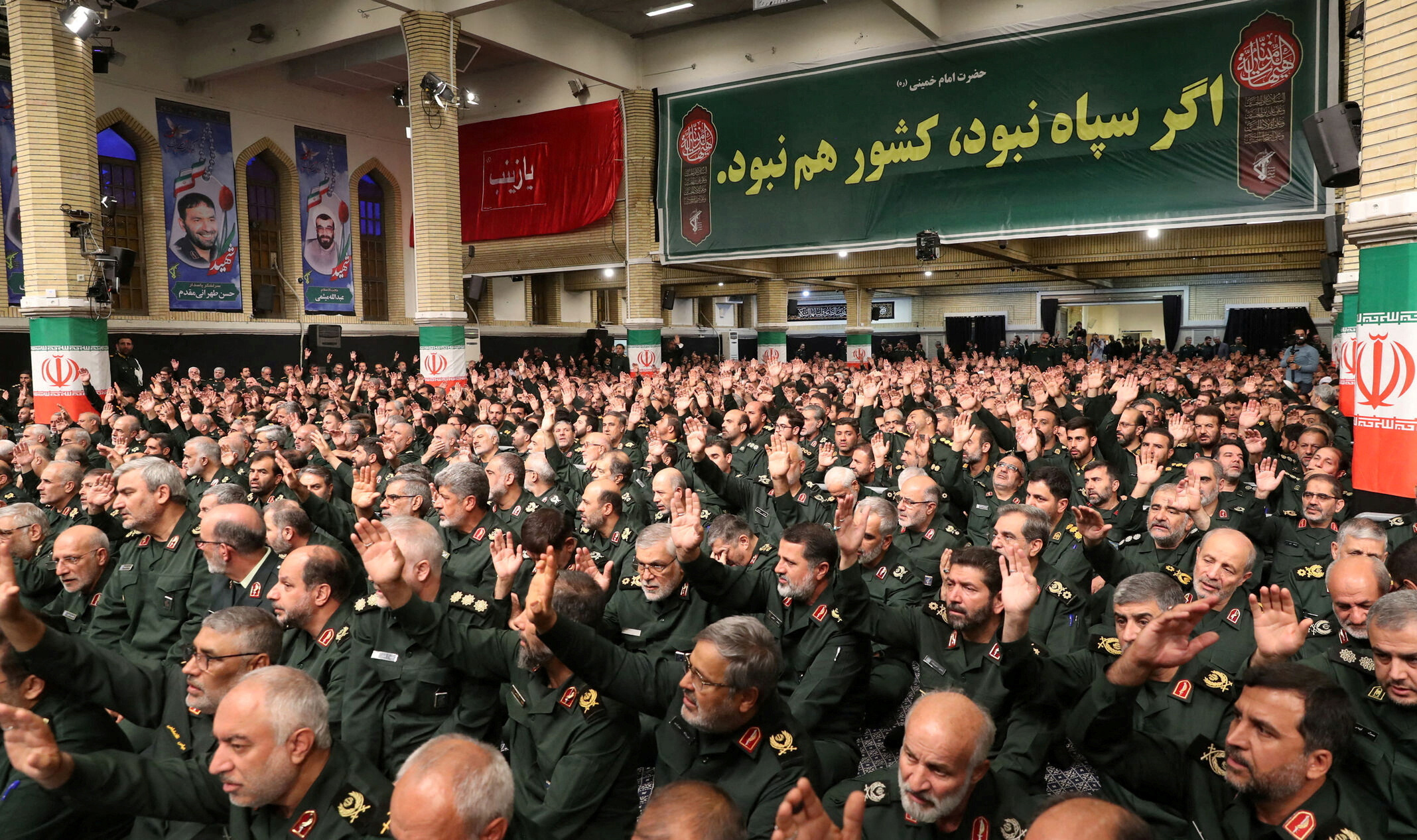 FILE PHOTO: Commanders and members of the Islamic Revolutionary Guard Corps meet with Iran's Supreme Leader Ayatollah Ali Khamenei in Tehran