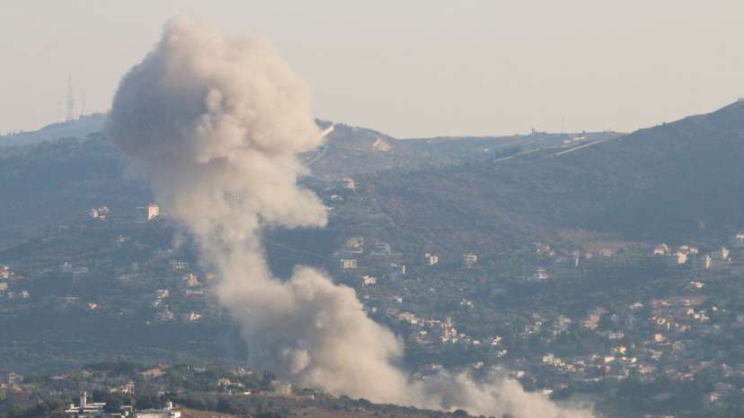 Smoke rises from Kfar Kila, amid cross-border hostilities between Hezbollah and Israeli forces, as pictured from Marjayoun, near the border with Israel