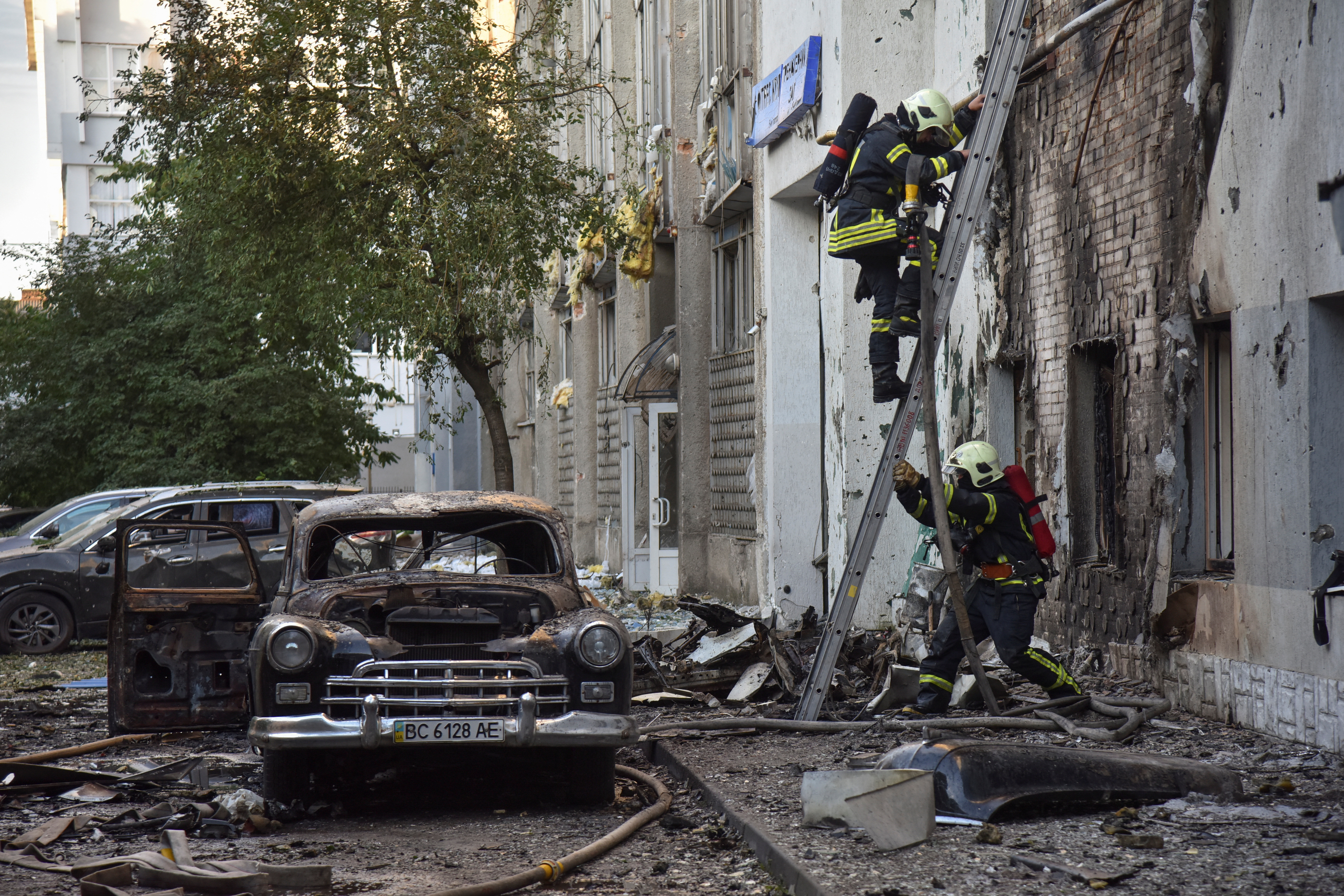 Aftermath of a Russian drone and missile attack in Lviv