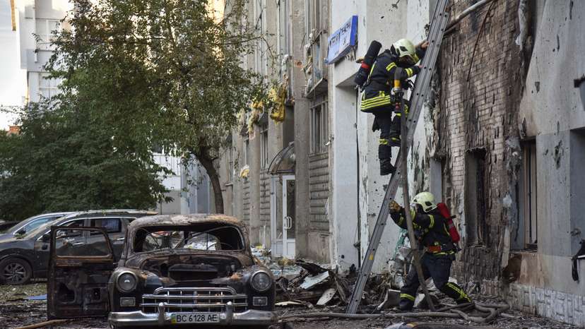 Aftermath of a Russian drone and missile attack in Lviv