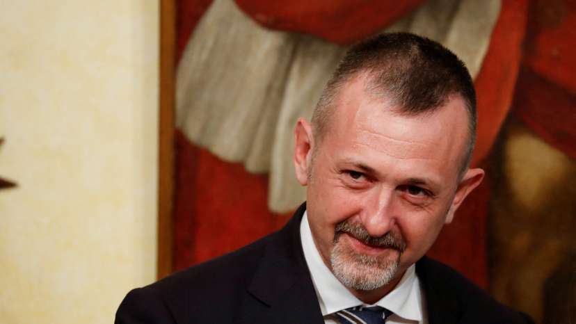 FILE PHOTO: Andrea Delmastro Delle Vedove, Undersecretary of State at the Ministry of Justice, looks on during his appointment ceremony at Chigi Palace, in Rome