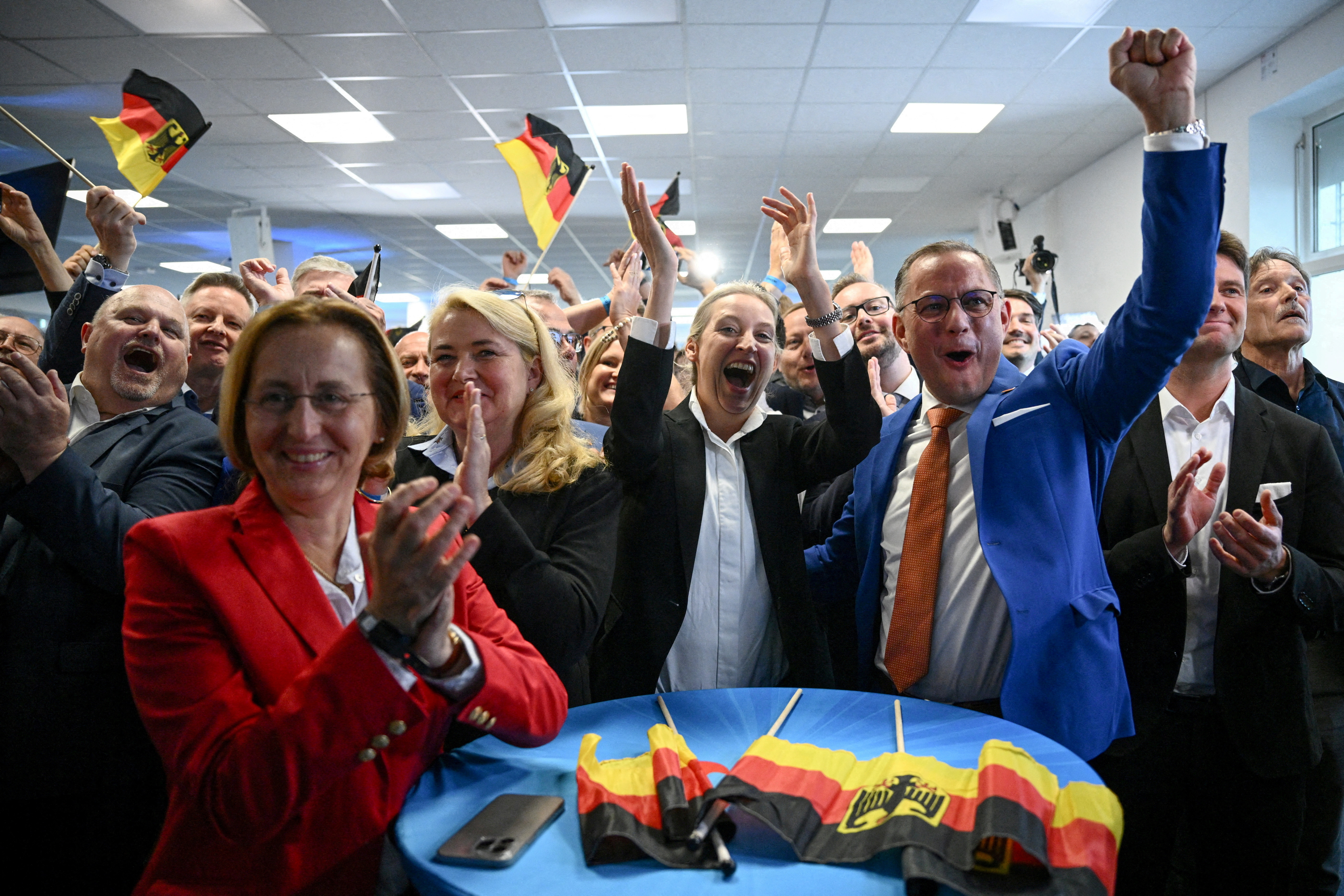 FILE PHOTO: Alternative for Germany (AfD) party members react to election results, in Berlin