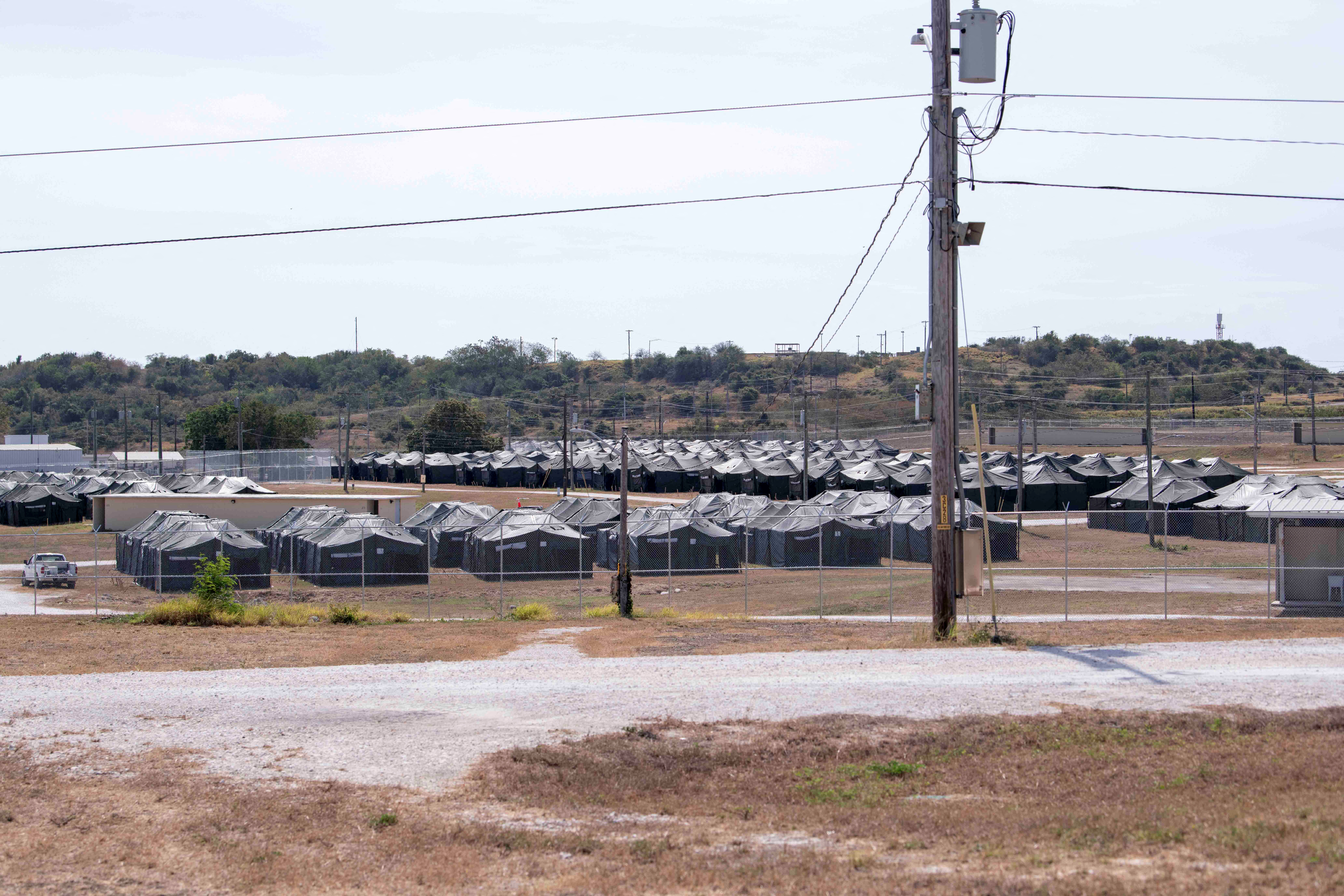 Newly erected holding tents for detained migrants are seen at Naval Station Guantanamo Bay